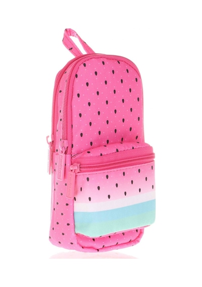 Kaukko Layer Üç Bölmeli Çanta Şekilli Kalemlik - Pembe Karpuz - Kız Çocuk
