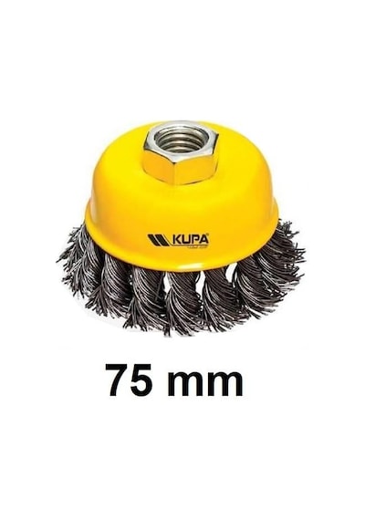 Kupa Çelik Burgulu Çanak Tel Fırça 75 Mm.