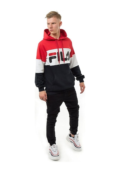 Bordo Fila Erkek Kapşonlu Sweatshirt Night Blocked 687001 Bordo