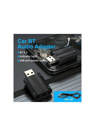 W15 Bluetooth 5.3 Aux Adaptör Usb Dongle 2'si 1 Arada Araç Ses Verici Alıcı