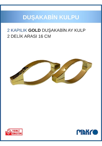Duşakabin Cam Kapı Ay Kulp 4 Adet Duşakabin Kolu Gold Gold