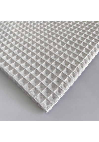 Büyük Kareli Waffle Pike Bornozluk Kumaş 100% Pamuk Bw-08 Gri