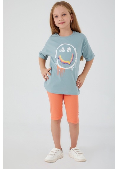 Rolypoly Happy Smile Yeşil Kız Çocuk Bermuda Takım Su Yeşili