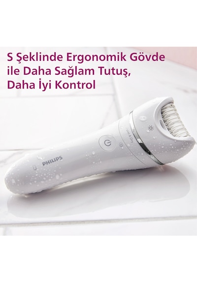 Philips BRE710/05 Epilatör (Yüz+Koltuk alti+Bikini Bölgesi+Bacak)Islak-Kuru,Işıklı,Kablosuz
