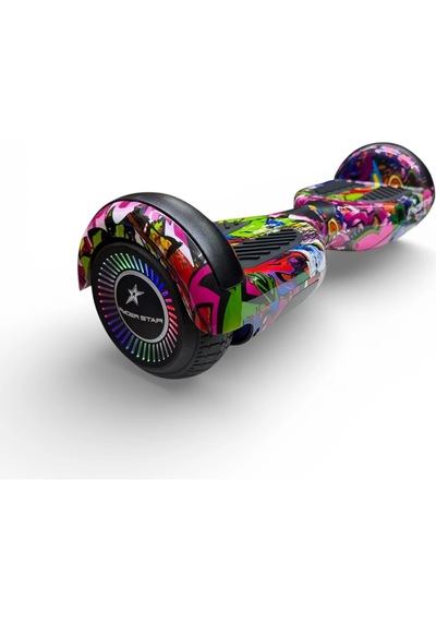 Elektrikli Kaykay Hoverboard 6.5 Inch Taşıma Çantalı Bluetooth Hoparlörlü Akıllı Denge - Rs-s5 Grafiti Mix