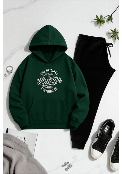 Uyguntarz Unisex Vintage Eşofman Takımı Yeşil