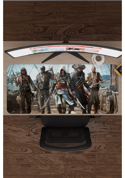 Assasin's Creed Kaymaz Dikişli Kauçuk Oyuncu Mousepad V4 - 90x40 Xxl Gaming Mouse Pad Fare Altlığı