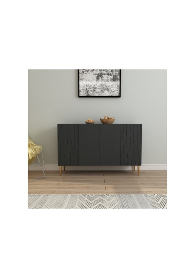 Alben 120 Cm Konsol, Tv Ünitesi, Çok Amaçlı Dolap Antrasit-altın Antrasit-altın Alben 120 Cm Konsol, Tv Ünitesi, Çok Amaçlı Dolap Antrasit-altın Antrasit-altın