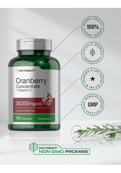 Horbaach Cranberry Concentrate Extract + Vitamin C 30,000mg 1... Aromasız