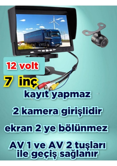 7 İnç Qled Ips Ekran Ve 1 Adet Kelebek Kamera Kayıt Yapmaz 12 V