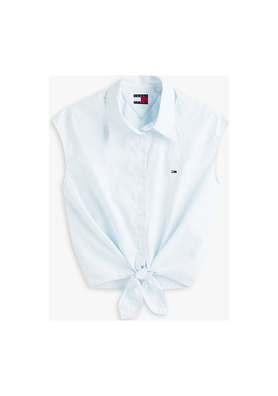 Tommy Hilfiger Kadın Tie Front Poplin Gömlek-16279 Mavi - Pembe