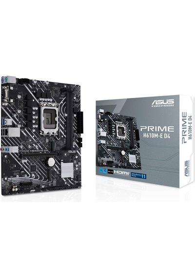 Asus Prıme H610m-e D4-csm, 2xddr4, 2x M.2, D-sub, Hdmı, Dp, 12-13.14.nesil, Lga1700 Soket, Anakart
