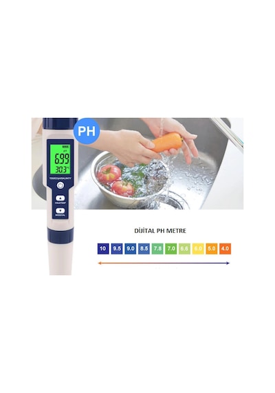 5in1 Dijital PH/TDS/EC/Tuzluluk/Sıcaklık Metre Işıklı Test Cihazı