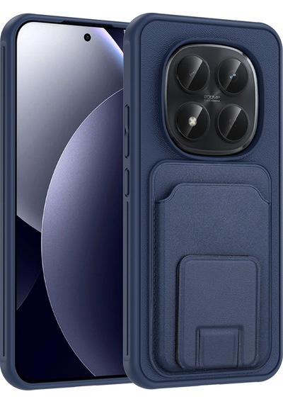 Redmi Note 15 Pro Kılıf Deri Dokulu Ve Kartlıklı Bikart Tpu Premium Kapak Lacivert