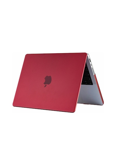Arabulalaca Apple Uyumlu MacBook Pro 14 A2779 2023 Karbon Desen Kılıf Kırmız