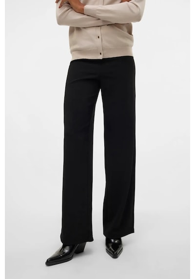 Vero Moda Kadın Vmberlın Beli Lastikli Geniş Paça Pantolon 10318454 Siyah Siyah
