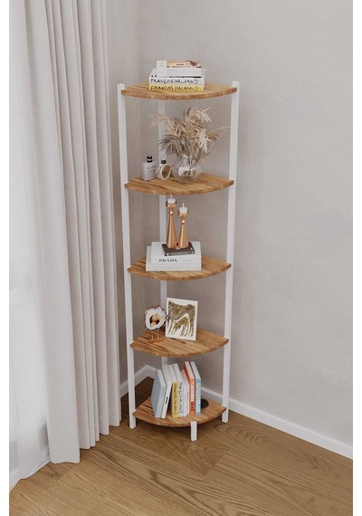 Bes Rafli Çok Amaçli Köse Kitaplik Beyaz Profil Beyaz Sunta 40x30x150 Cm Mtl042 Beyaz-çam Bes Rafli Çok Amaçli Köse Kitaplik Beyaz Profil Beyaz Sunta 40x30x150 Cm Mtl042 Beyaz-çam