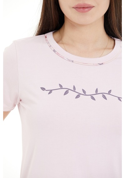 Lılac Kadın Çiçek Desenli %100 Viscon Pijama Takımı Pudra Pembe Pudra Pembe