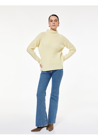 Koton Koton X Sibil Çetinkaya - Uzun Kollu Dik Yaka Triko Peluş Kazak Sarı 6wak90455ht
