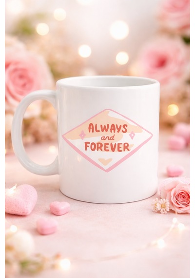 Always And Forever Yazılı Sevgiliye Arkadaşa Özel Porselen Kupa Model 18 - Romantik & Anlamlı Hediye Diğer