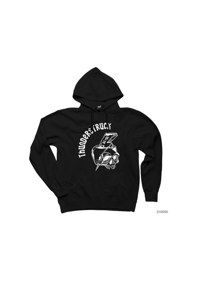 Ac Dc Thunderstuck Skull Siyah Kapşonlu Sweatshirt Hoodie Siyah