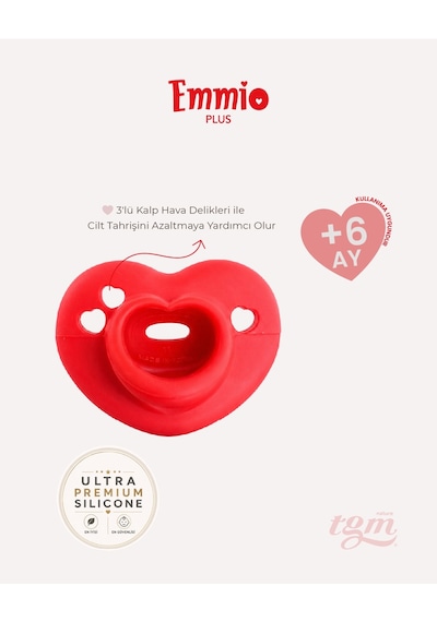 Tgm Baby Ultra Premium Silikon Kalpli Emzik Plus Kırmızı