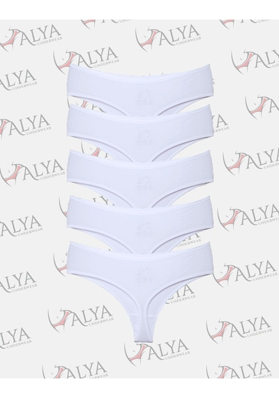 Alya Underwear Kadın Külot Yüksek Bel Tanga, Toparlayıcı - 2 Siyah, 1 Beyaz, 2 Ten S, M, L, Xl, 2xl - 5 Adet Beyaz P05