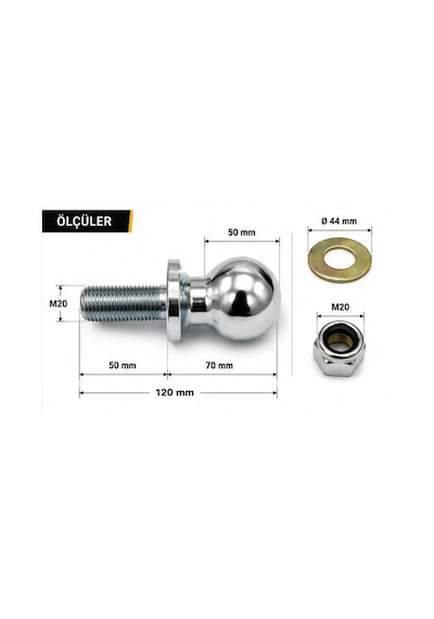 Han Marin Alttan Civatalı Römork Çeki Topuzu 50mm