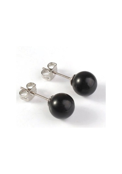 Gümüş Siyah Oniks Taşlı Kadın Küpe 8 Mm