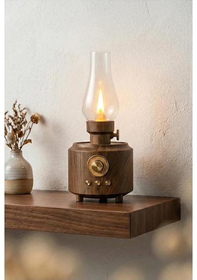 Nostaljik Taşınabilir Bluetooth Hoparlör Işıklı Gece Lambası Radyolu Usb Aux Micro Girişli Retro Shine Hoparlör