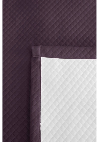 Mor Kapitone Genç Odası Tek Kişilik Pike Takımı - Modern Mürdüm 160x220 Cm Kapitone Yatak Örtüsü Puslu Amber Kıyısı