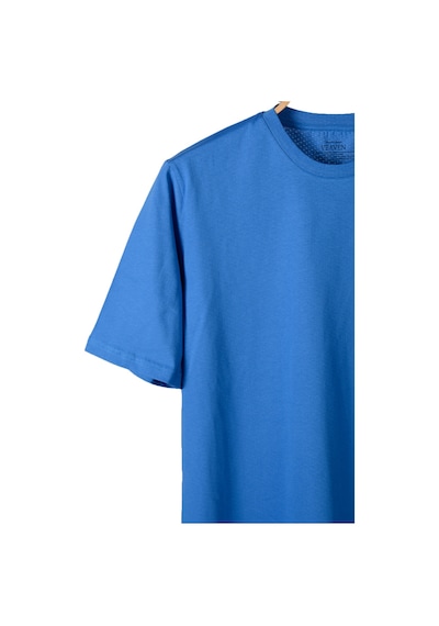 Mavi Nefes Alan Kumaş Oversize Kalıp Bisiklet Yaka T-shirt Mavi