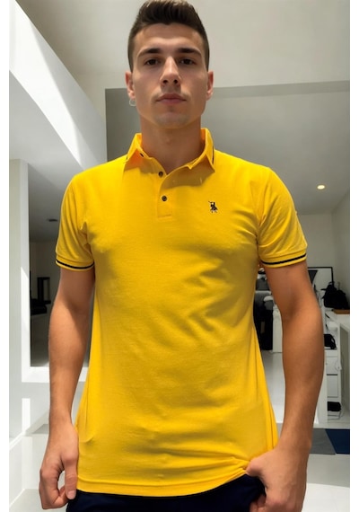 T8586 Dewberry Erkek Polo Yaka T-shırt-düz Sarı