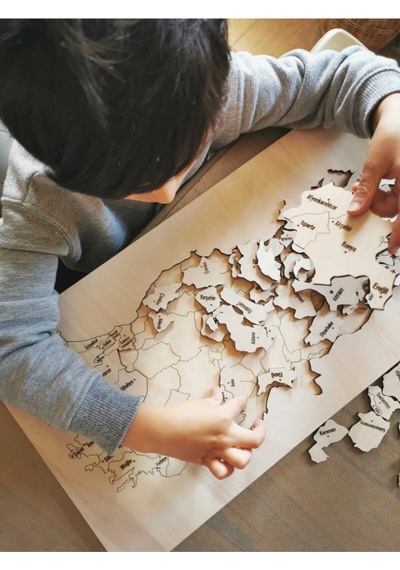 Ahşap Türkiye Haritası, Yapboz, Puzzle Streçli/kutusuz - 50x27,50cm