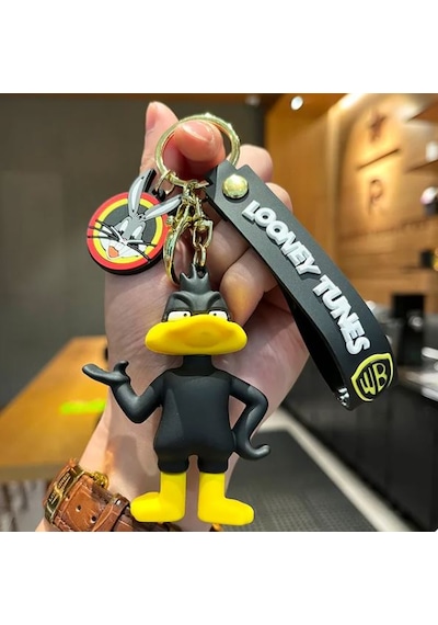 Daffy Duck Figürü Anahtarlık Aksesuar Çanta Süsü Silikon 3d Aksiyon Figürü Siyah