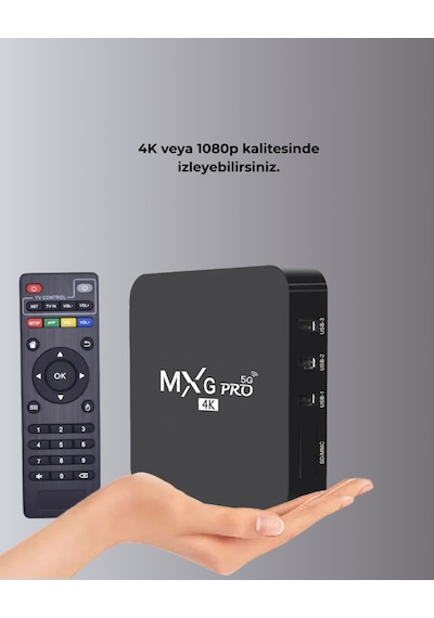Android Tv Box 4k 2gb Ram 16gb Rom, Kablosuz Wi-fi Medya Oynatıcı 10"
