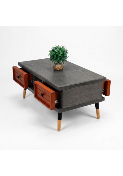 Mobenta Stria Brew: Modern Doğal Masif Orta Sehpa, 4 Çekmeceli - 110x60 An-bk Antrasit-bakır Mobenta Stria Brew: Modern Doğal Masif Orta Sehpa, 4 Çekmeceli - 110x60 An-bk Antrasit-bakır