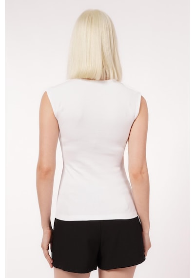 Seeh Beyaz Kadın Basic Slim Fit T-shirt Sh250