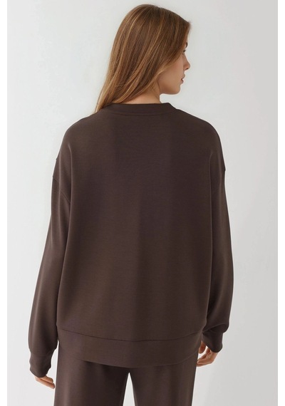 Hiccup Modal Dokunuşlu Basic Sweatshirt Kestane Kahvesi