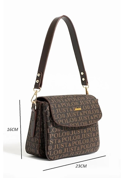 Just Polo Kadın Baskılı Ayarlanabilir Askılı Şık Ve Lüks El & Omuz Çantası Shoulder Bag Kahverengi