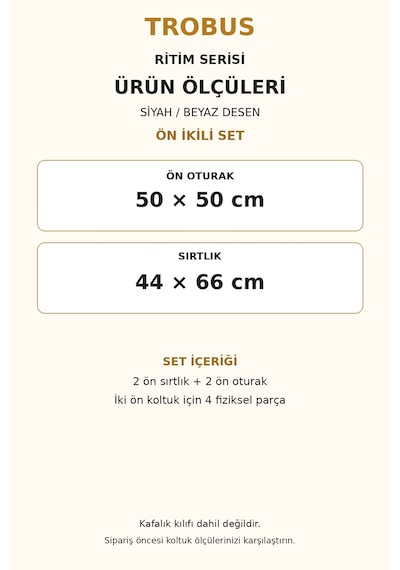 Trobus Ritim Opel Astra 2011-2015 Baby Face Ön İkili Koltuk Minderi Siyah Beyaz Desen