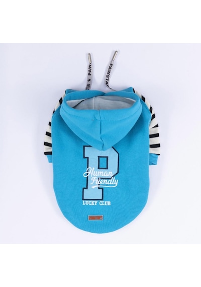 Turkuaz Lucky Club Köpek Hoodie Köpek Sweat Köpek Kıyafeti Kedi Kıyafeti