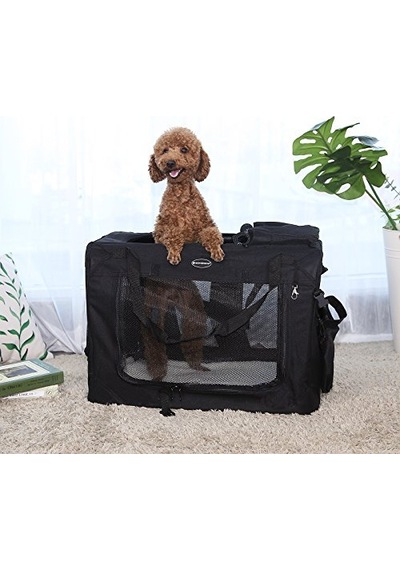 Köpek Kutusu, Köpek Çantası, Katlanabilir, 81 X 58 X 58 Cm, Siyah