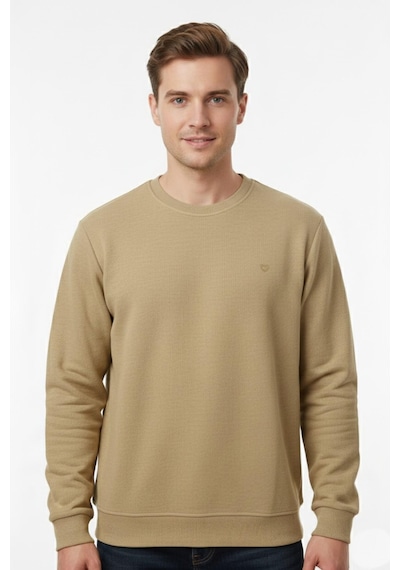 Dynamo Erkek Büyük Beden Sıfır Yaka Selanik Sweatshirt Bgl-st04927 Bej