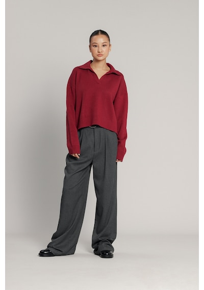 Polo Yaka Triko Kazak Bordo