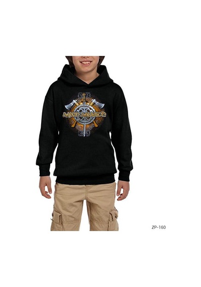 Zepplin Giyim Amon Amarth Sword Axes Siyah Çocuk Kapşonlu Sweatshirt