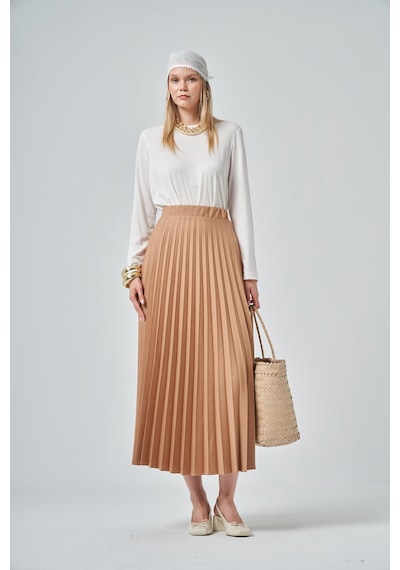 Ftz Women Kadın Pliseli Etek Camel 30390 Camel