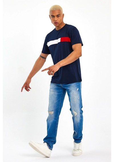 Erkek Bisiklet Yaka Regular Fit Garnili Tişort Spr23ts301 001