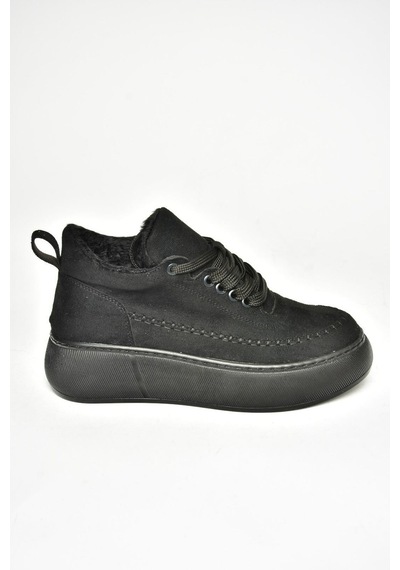 Fox Shoes T811845302 Siyah Süet Kalın Tabanlı Kadın Ayakkabı Siyah-süet Siyah