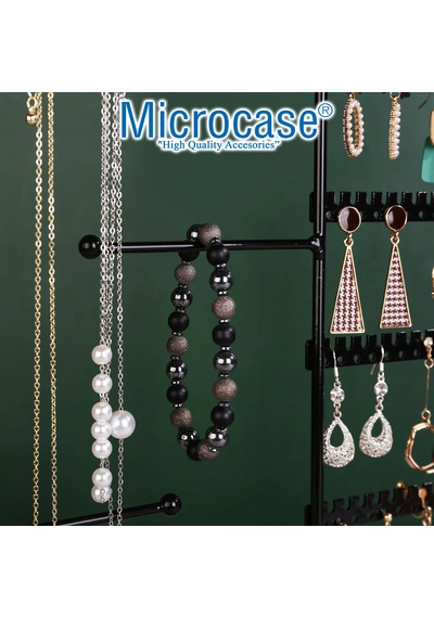 Microcase Ahşap Tabanlı Masaüstü Kolye Küpe Bileklik Takı Aksesuar Organizer Standı Al5462 Siyah